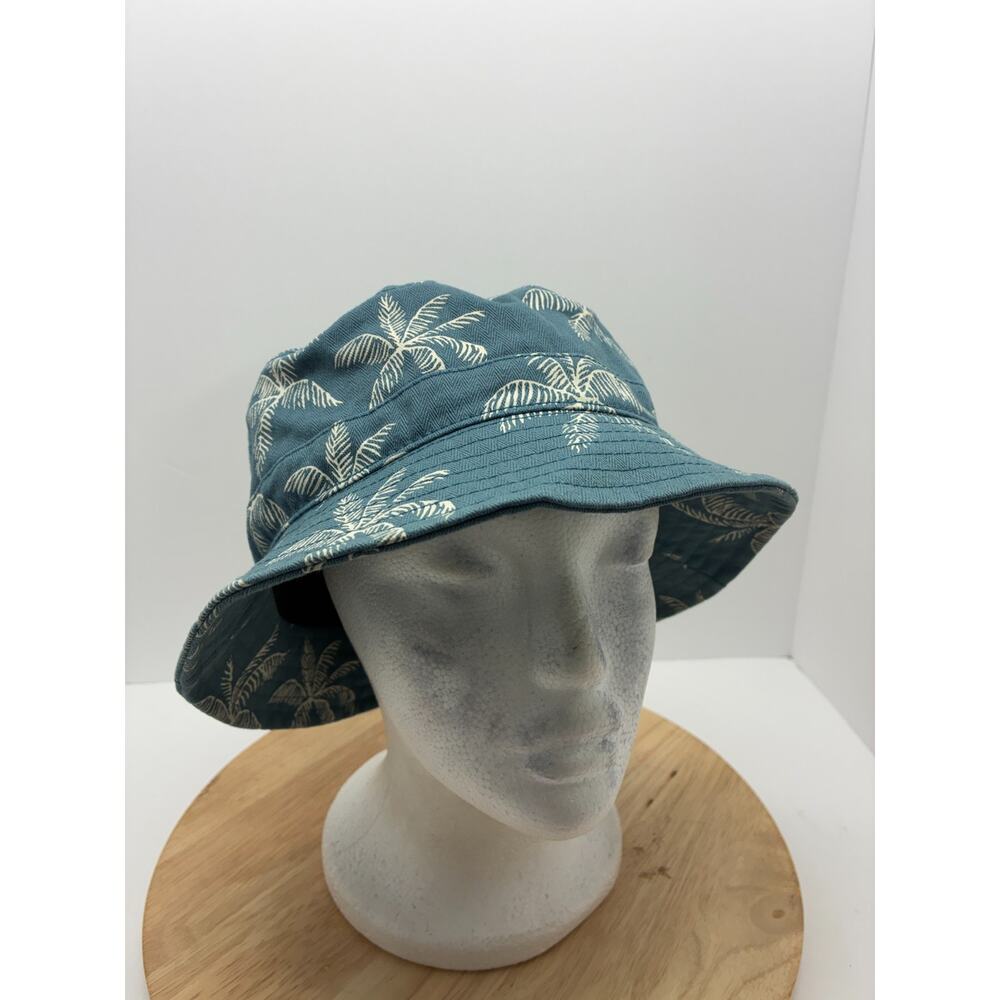 Katin Bucket Hat Blue Palm Print 100% Cotton Surf Beach Unisex M/L